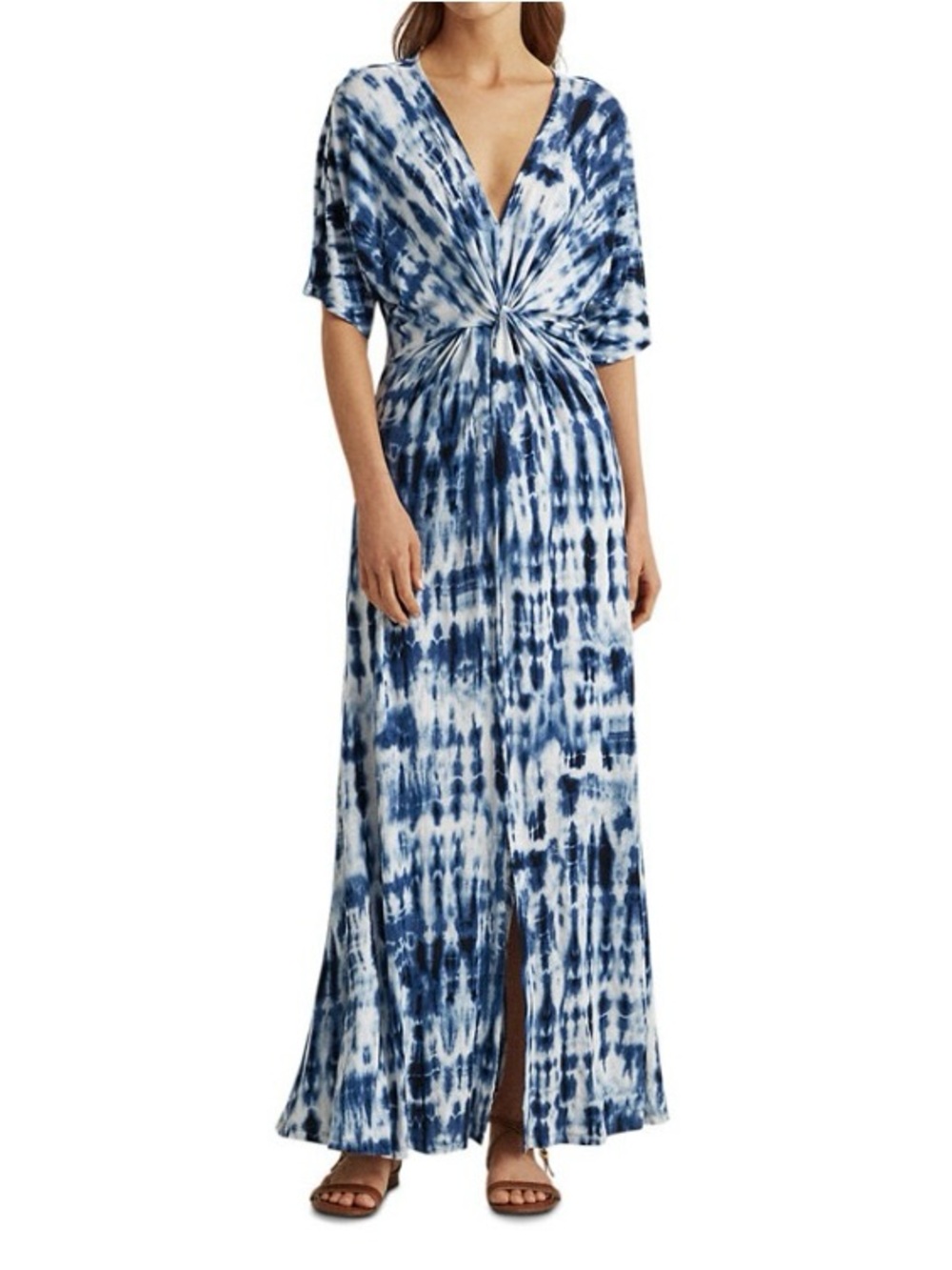 Ralph Lauren Blue Tie-Dye Twist Front Maxi Dress